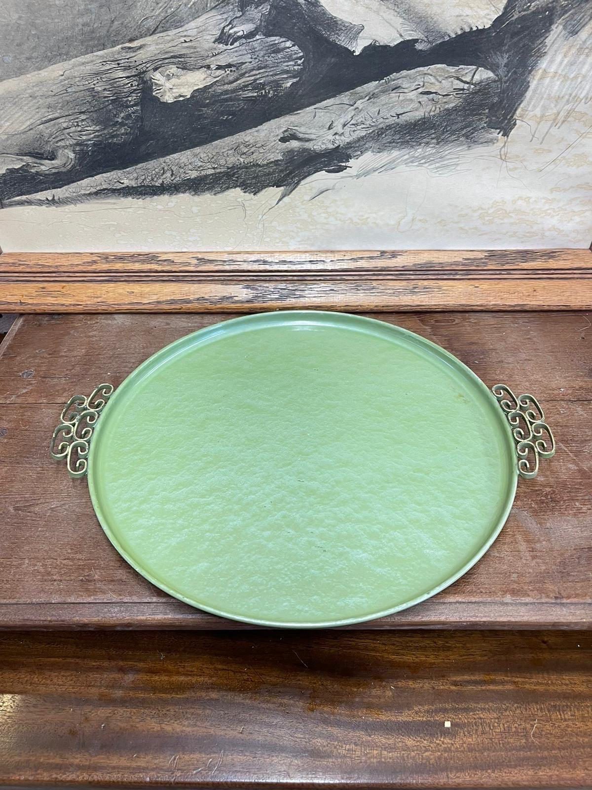 Mid-Century Modern Vintage Mid Century Modern Handmade Chinoiserie Style Tray by Moire Glaze Kyes For Sale