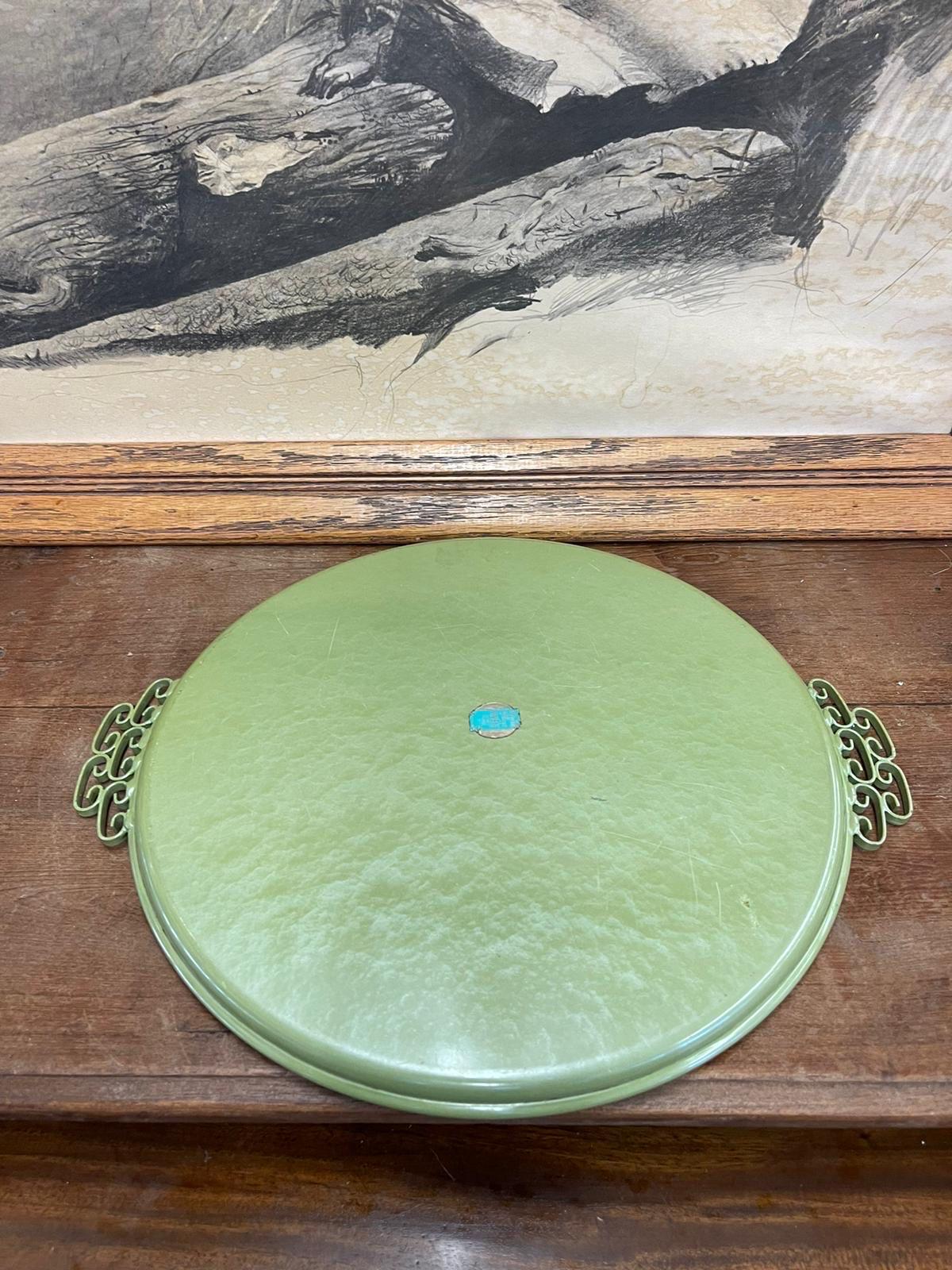 Vintage Mid Century Modern Handmade Chinoiserie Style Tray by Moire Glaze Kyes For Sale 1