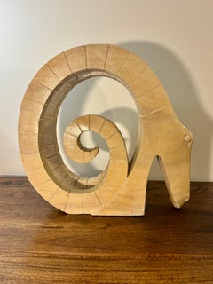 Vintage Mid-Century Modern Handmade Wood Ram’s Head Sculpture