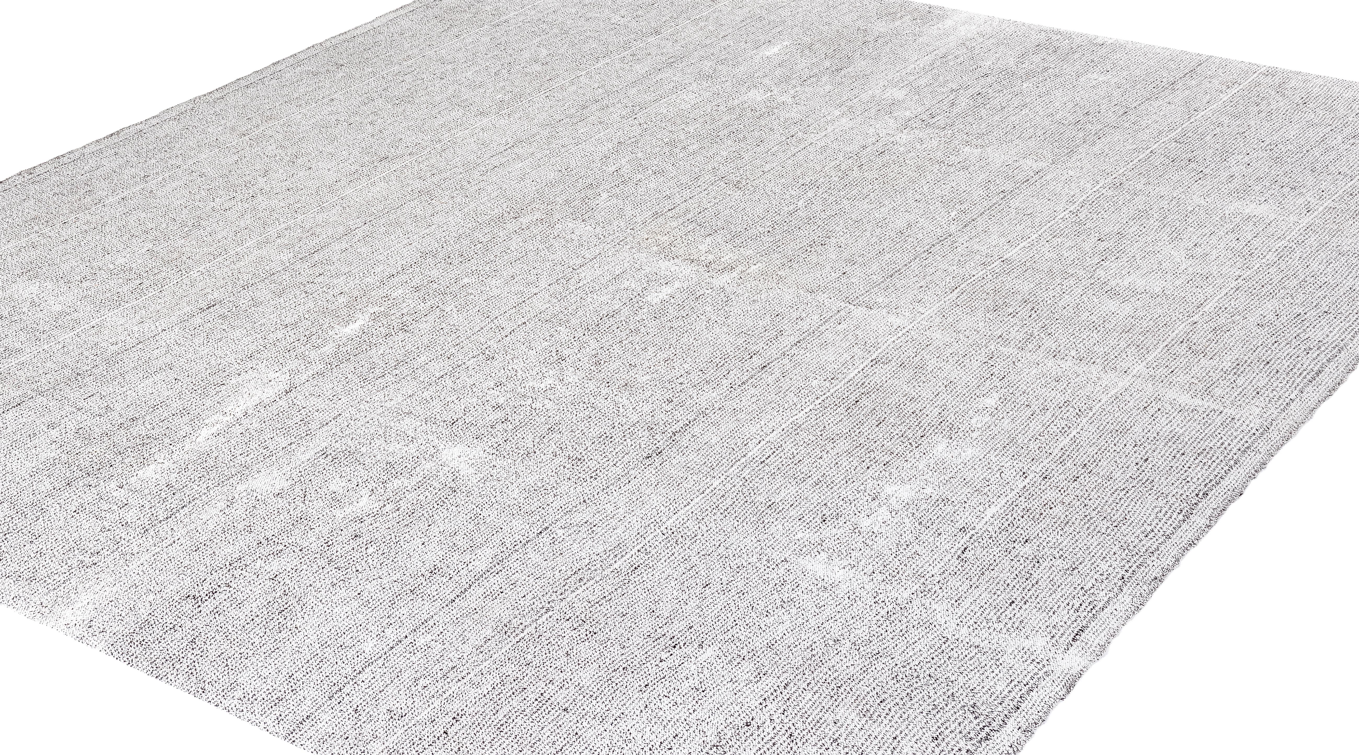 Persian Vintage Mid-Century Modern Handwoven Pelas Flatweave in Natural Wool & Linen Mix For Sale