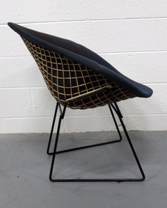 Chaise vintage moderne du milieu du siècle dernier Harry Bertoia pour Knoll Diamond avec couvercle bleu