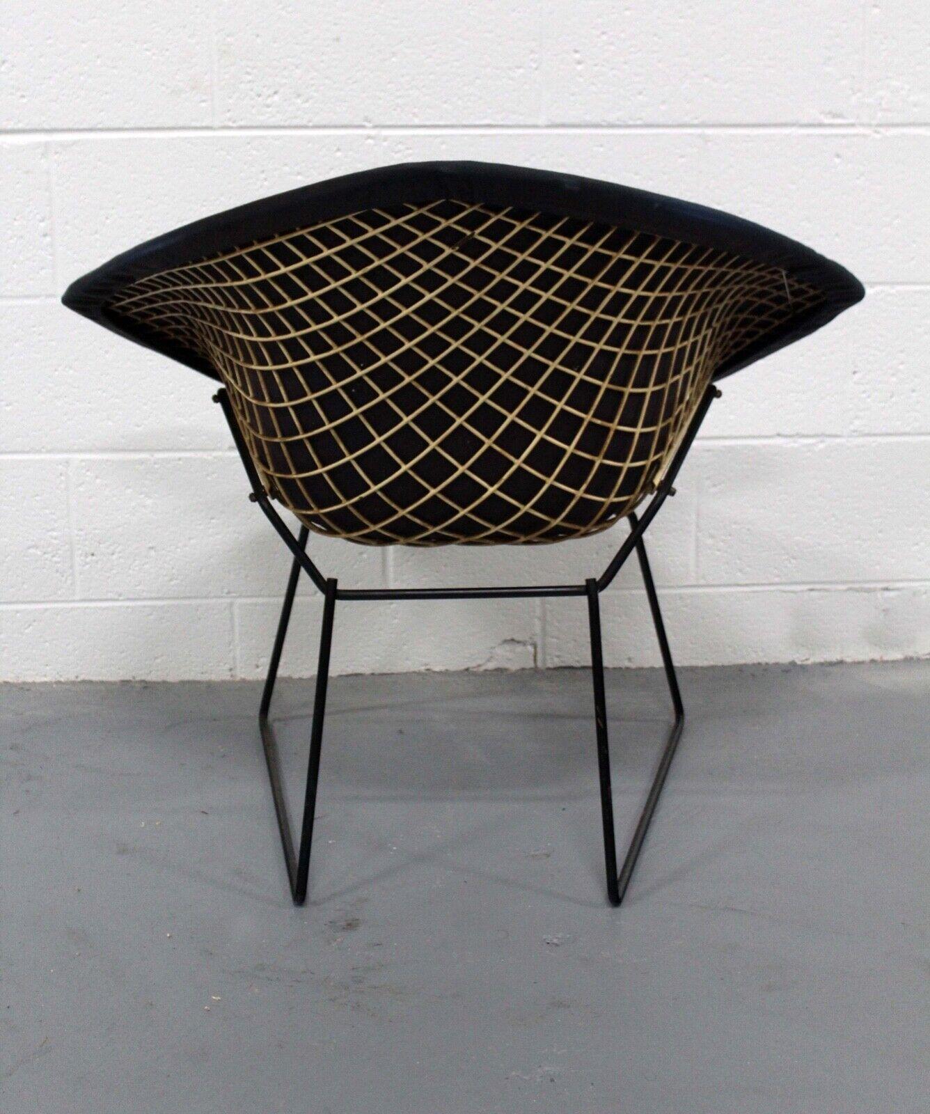 Wire Vintage Mid-Century Modern Harry Bertoia for Knoll Diamond Chair w Blue Cover