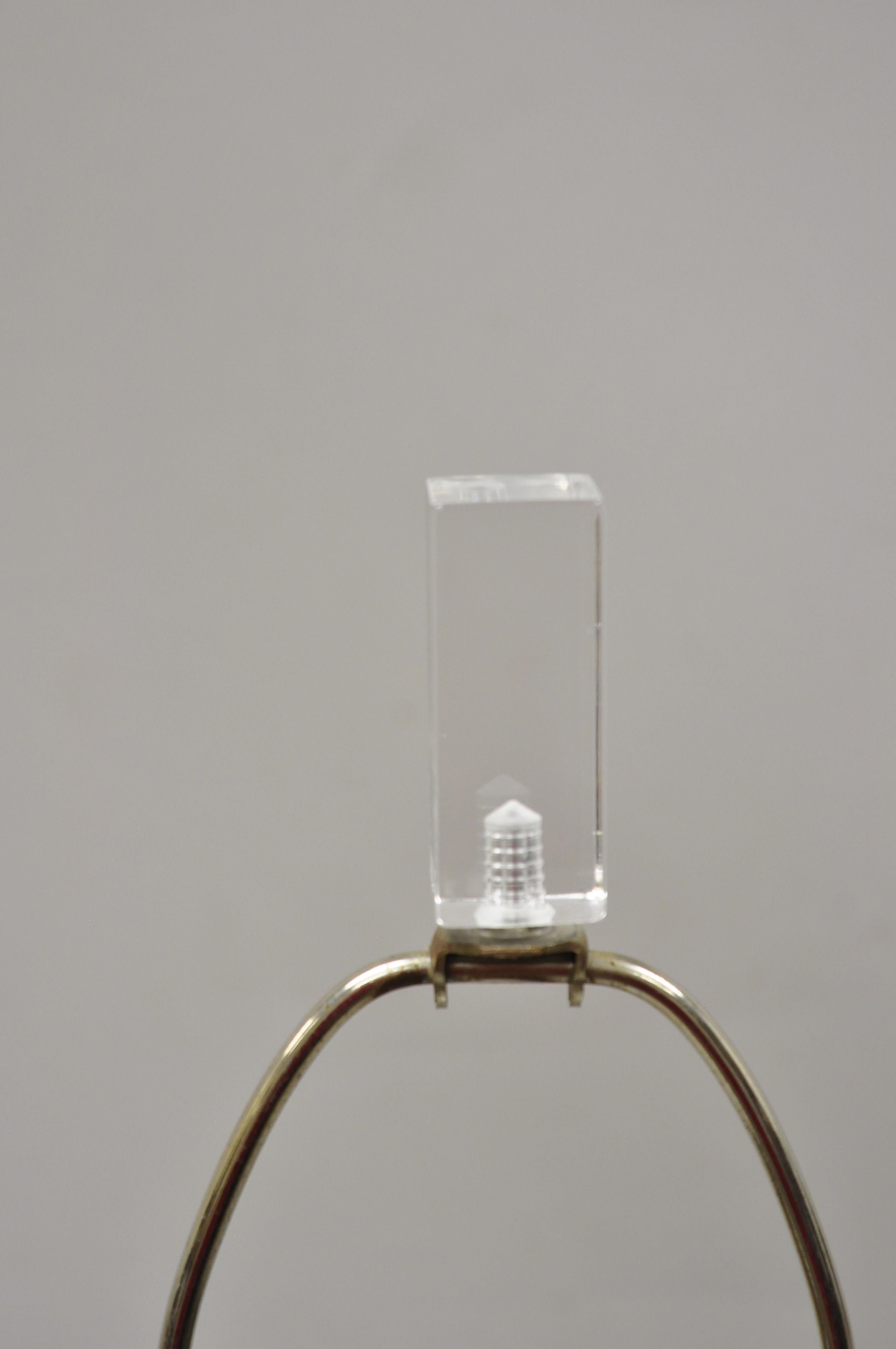 Chrome Vintage Mid-Century Modern Heavy Stacked Lucite Karl Springer Style Table Lamp