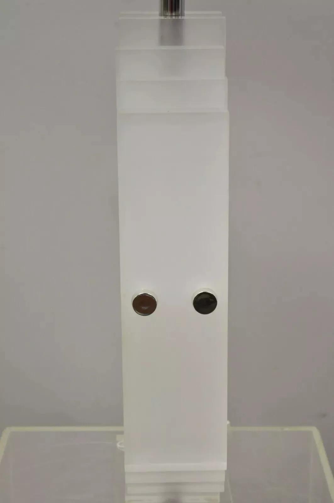 20th Century Vintage Mid Century Modern Heavy Stacked Lucite Skyscraper Table Lamp For Sale