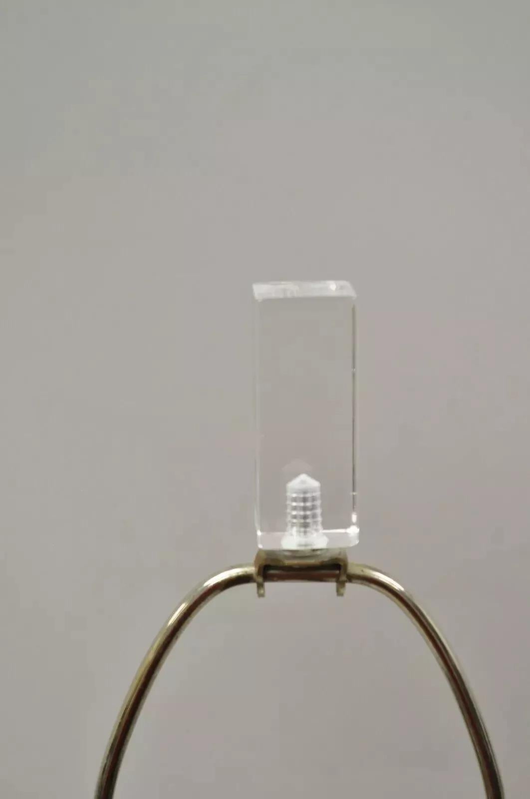 Vintage Mid Century Modern Heavy Stacked Lucite Skyscraper Table Lamp For Sale 1