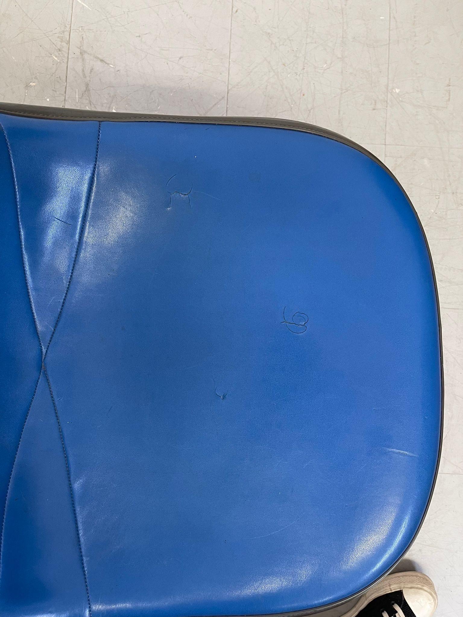 Wood Vintage Mid Century Modern Herman Miller Blue Chair For Sale