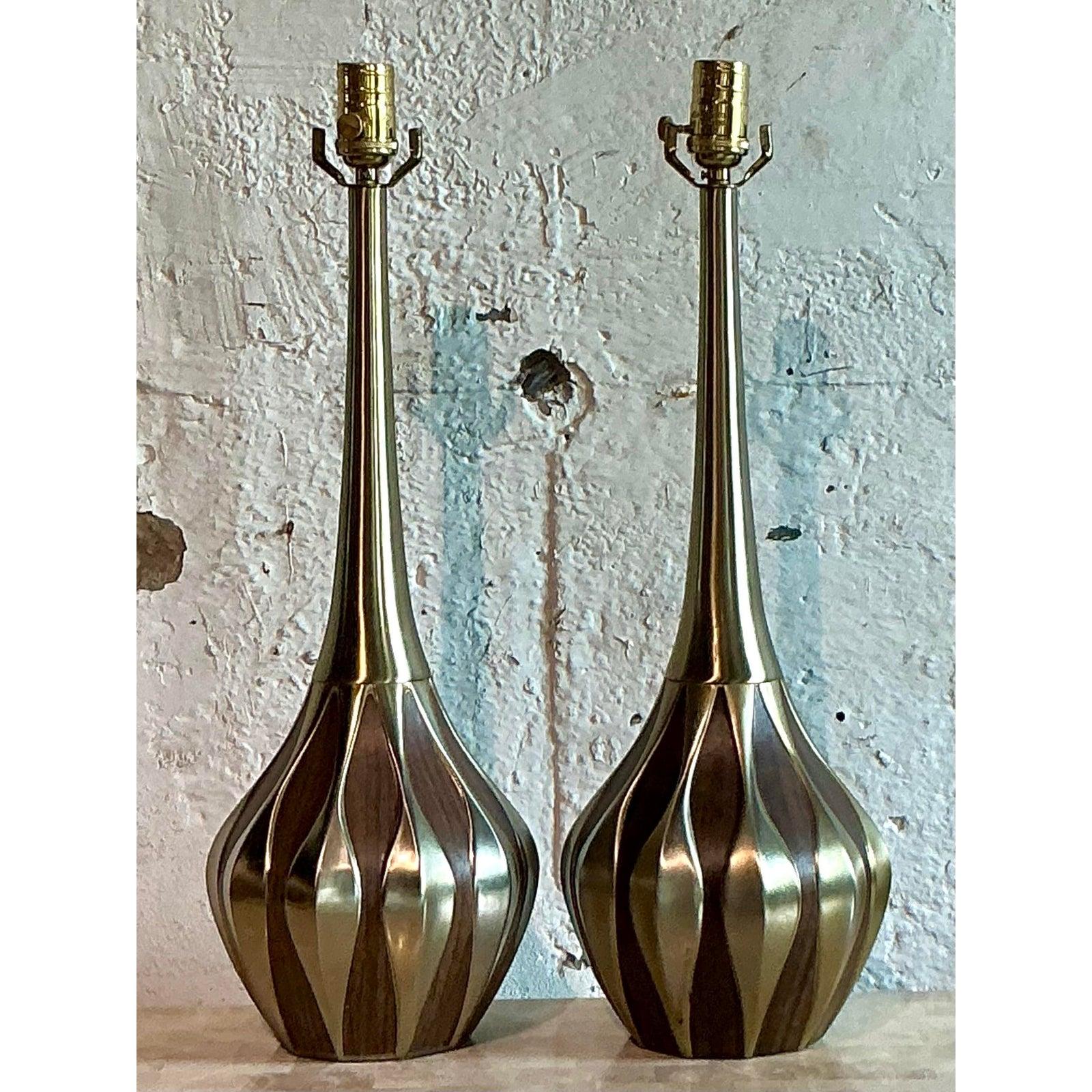 Pareja de lámparas de botella Heyco Genie, vintage y modernas de mediados de siglo Brutalista en venta