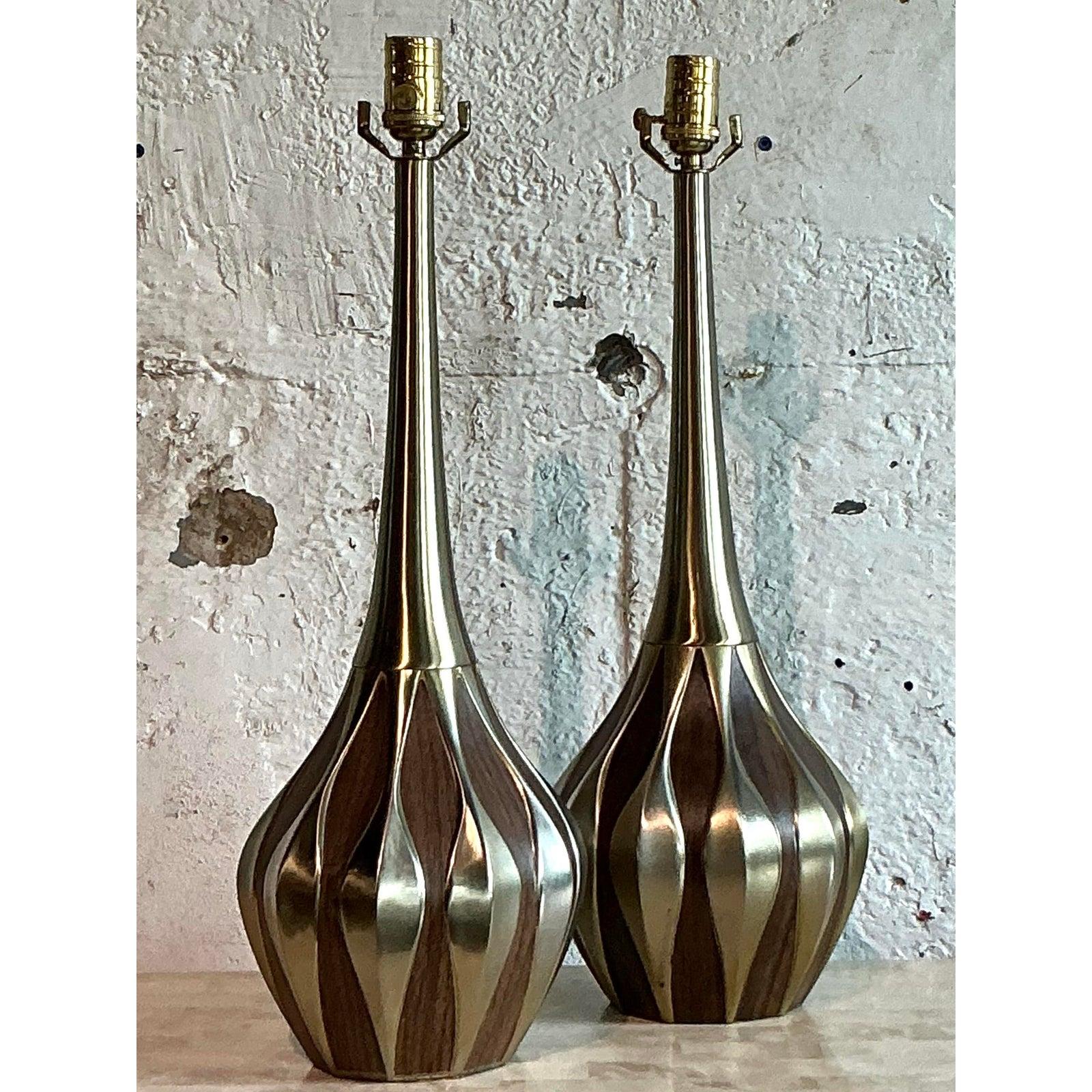Pareja de lámparas de botella Heyco Genie, vintage y modernas de mediados de siglo en Bueno estado para la venta en West Palm Beach, FL