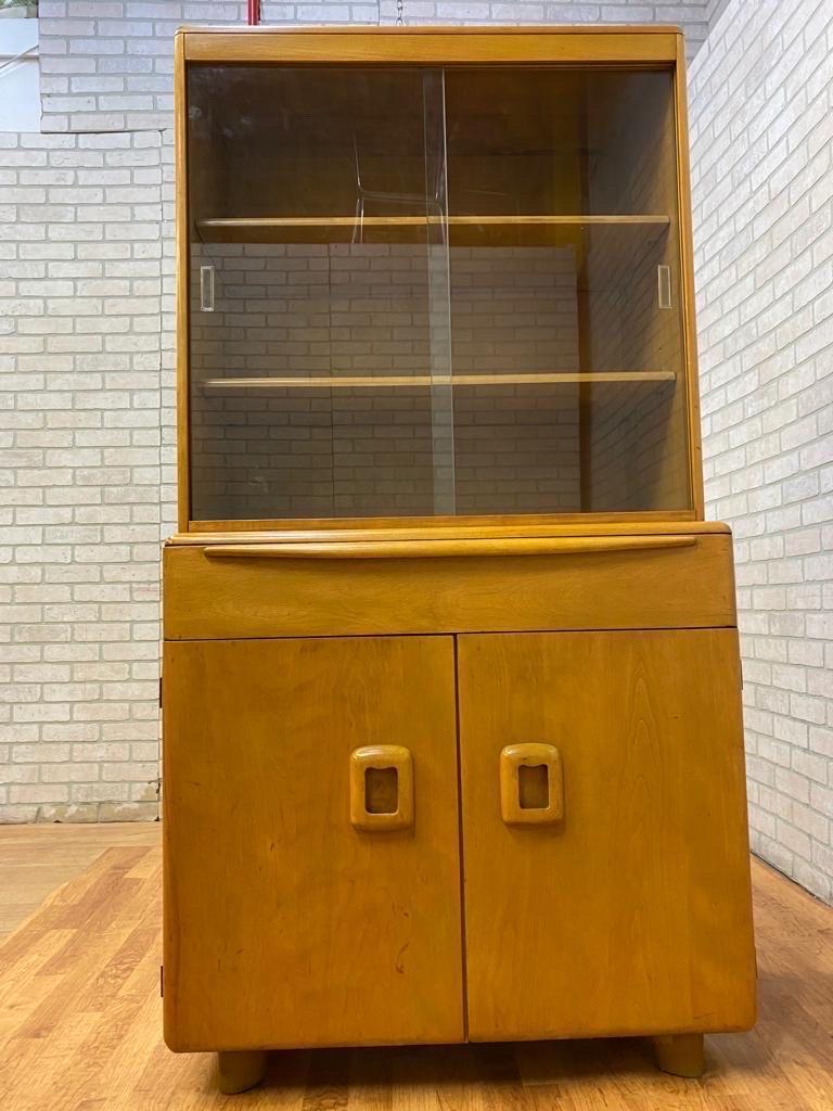 Mid-20th Century Vintage Mid Century Modern Heywood Wakefield Buffet Server Hutch Display Cabinet For Sale