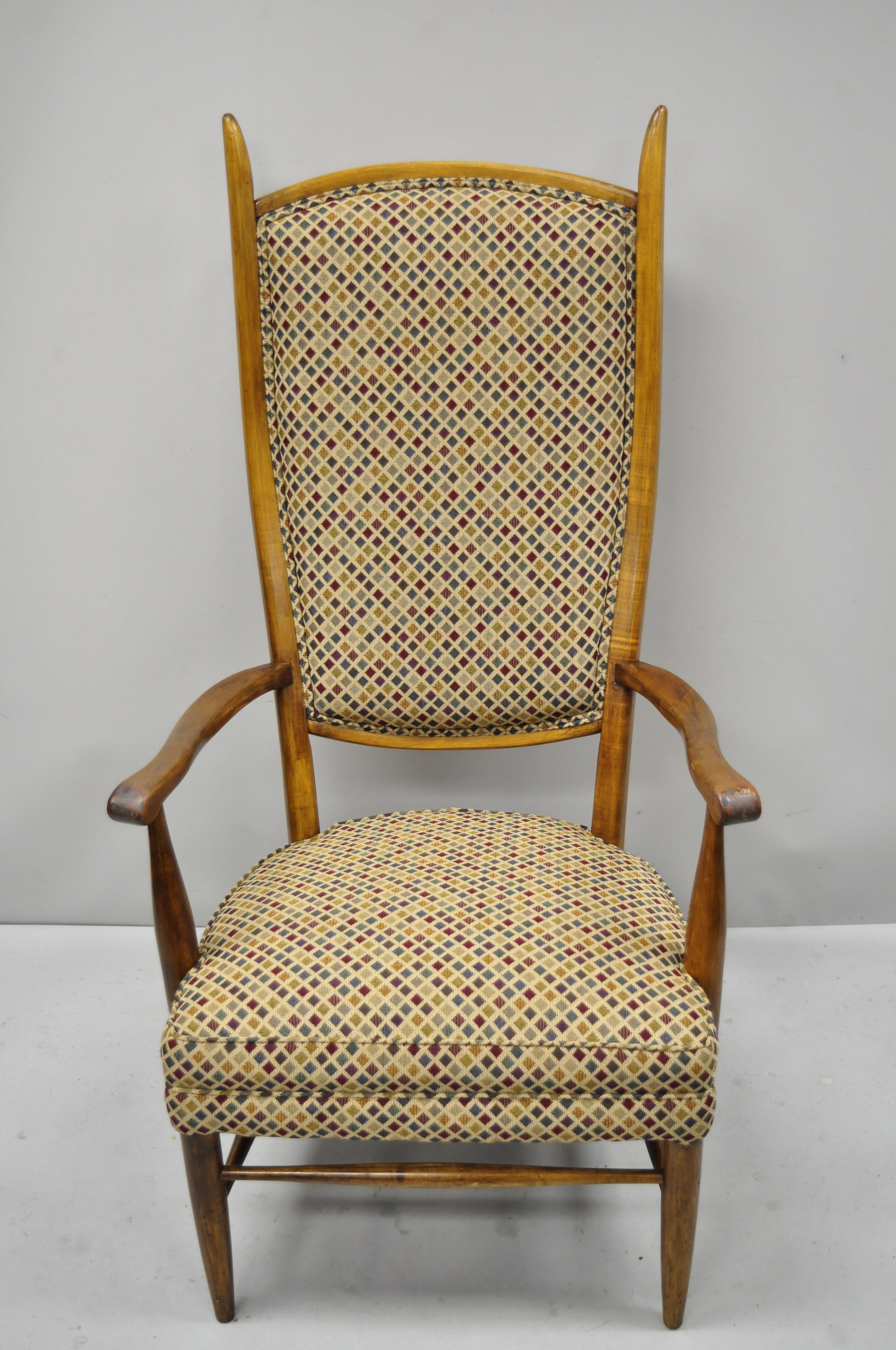 Vintage Mid-Century Modern High Back Maple Armchair Attribute to Edward Wormley For Sale 5