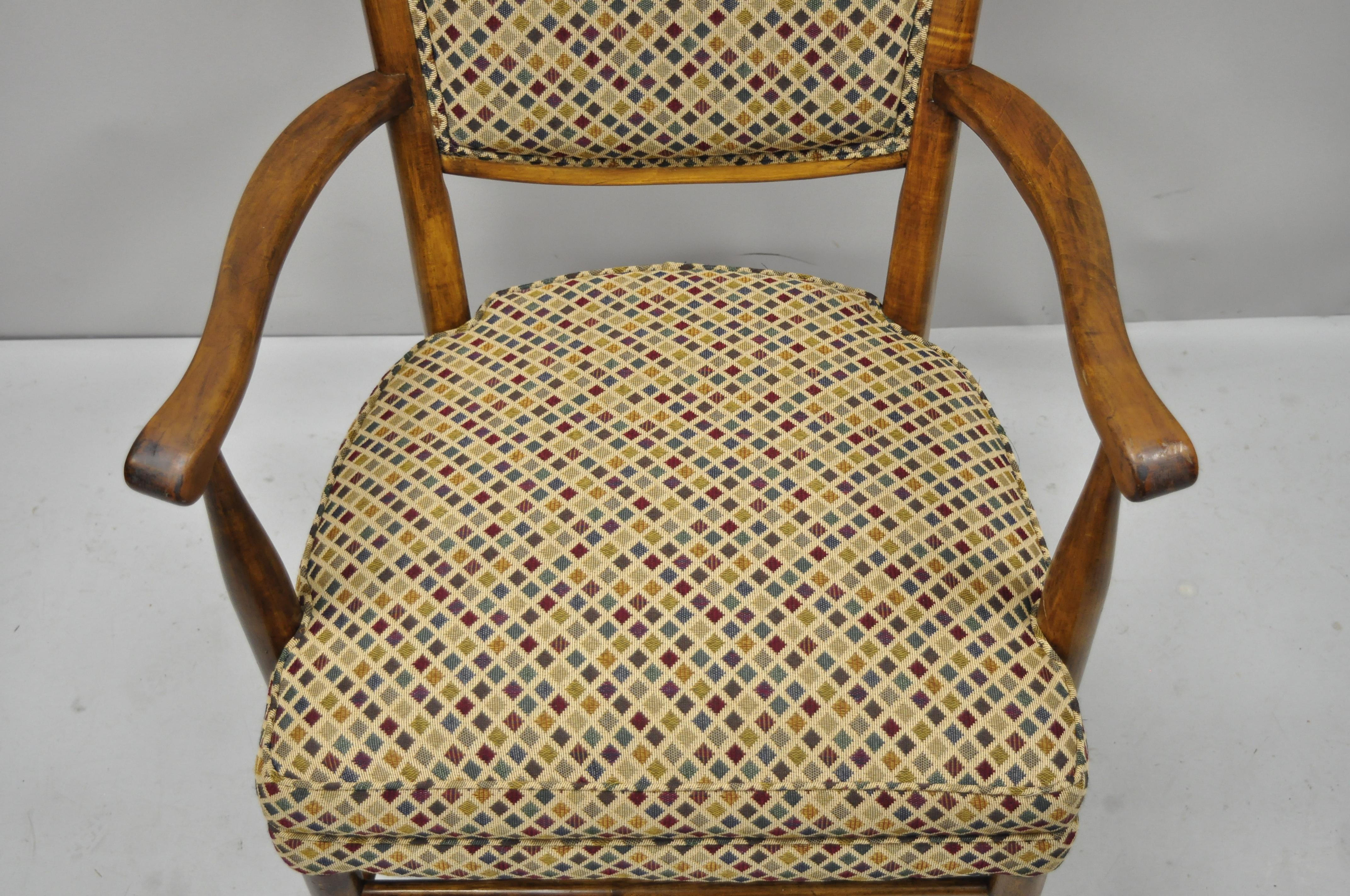 Vintage Mid-Century Modern High Back Maple Armchair Attribute to Edward Wormley In Good Condition For Sale In Philadelphia, PA