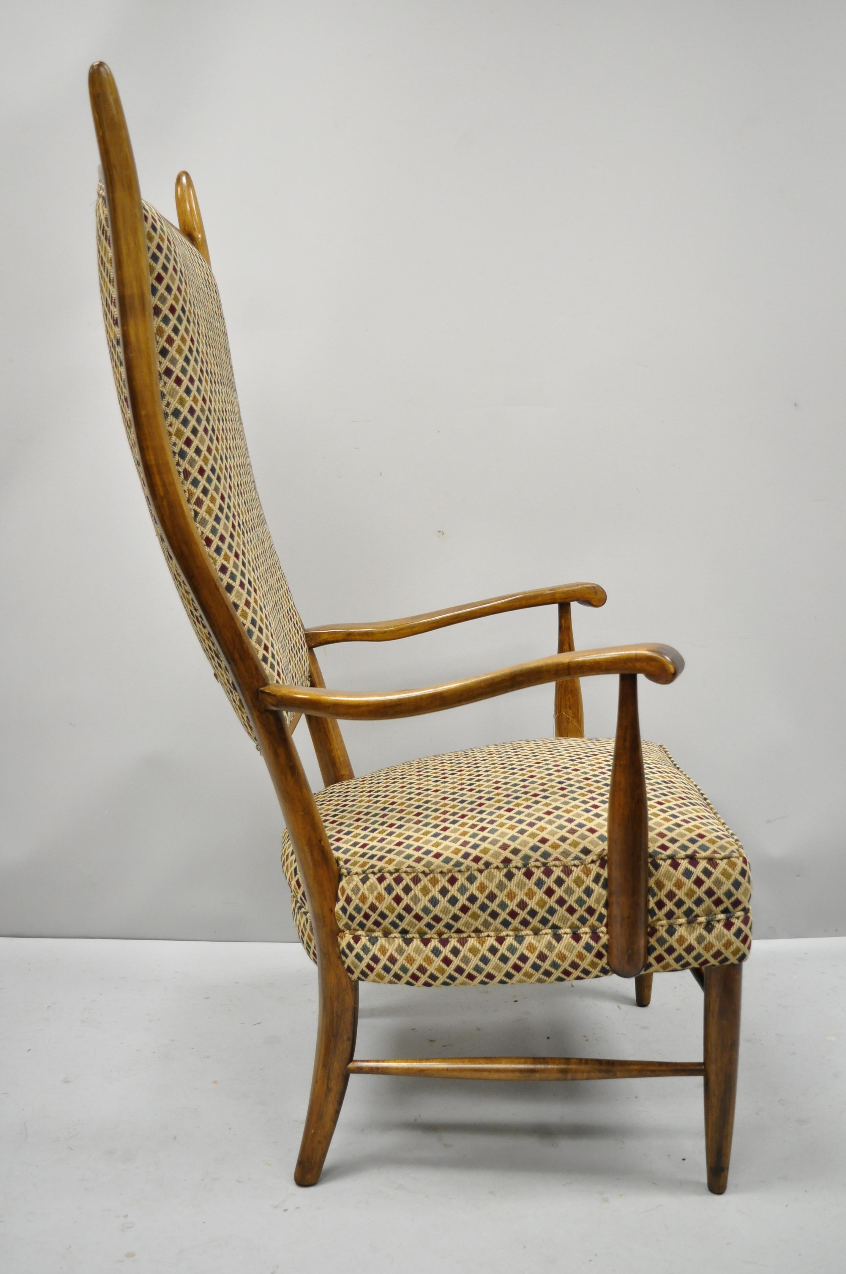 Vintage Mid-Century Modern High Back Maple Armchair Attribute to Edward Wormley For Sale 1