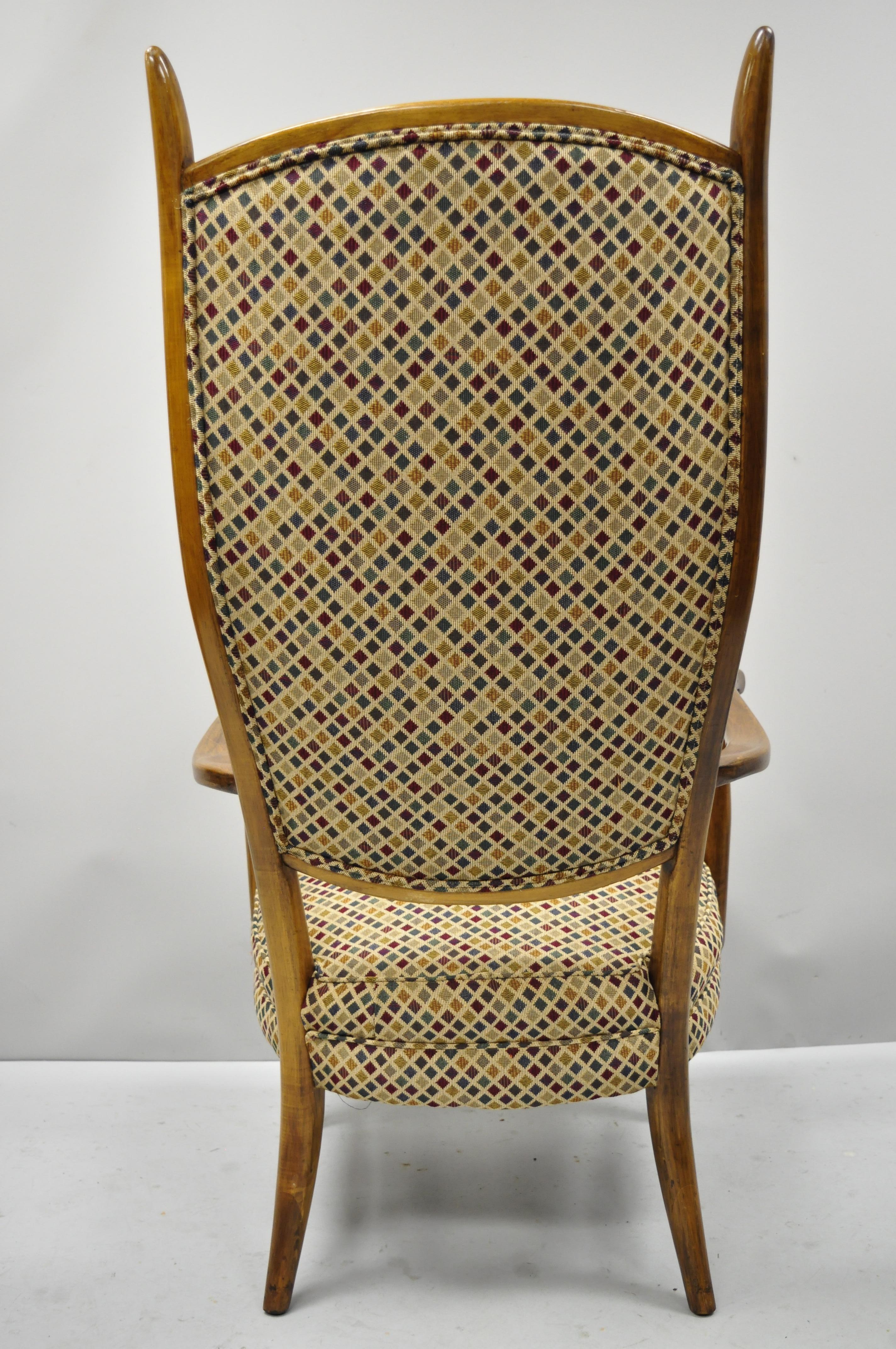 Vintage Mid-Century Modern High Back Maple Armchair Attribute to Edward Wormley For Sale 4