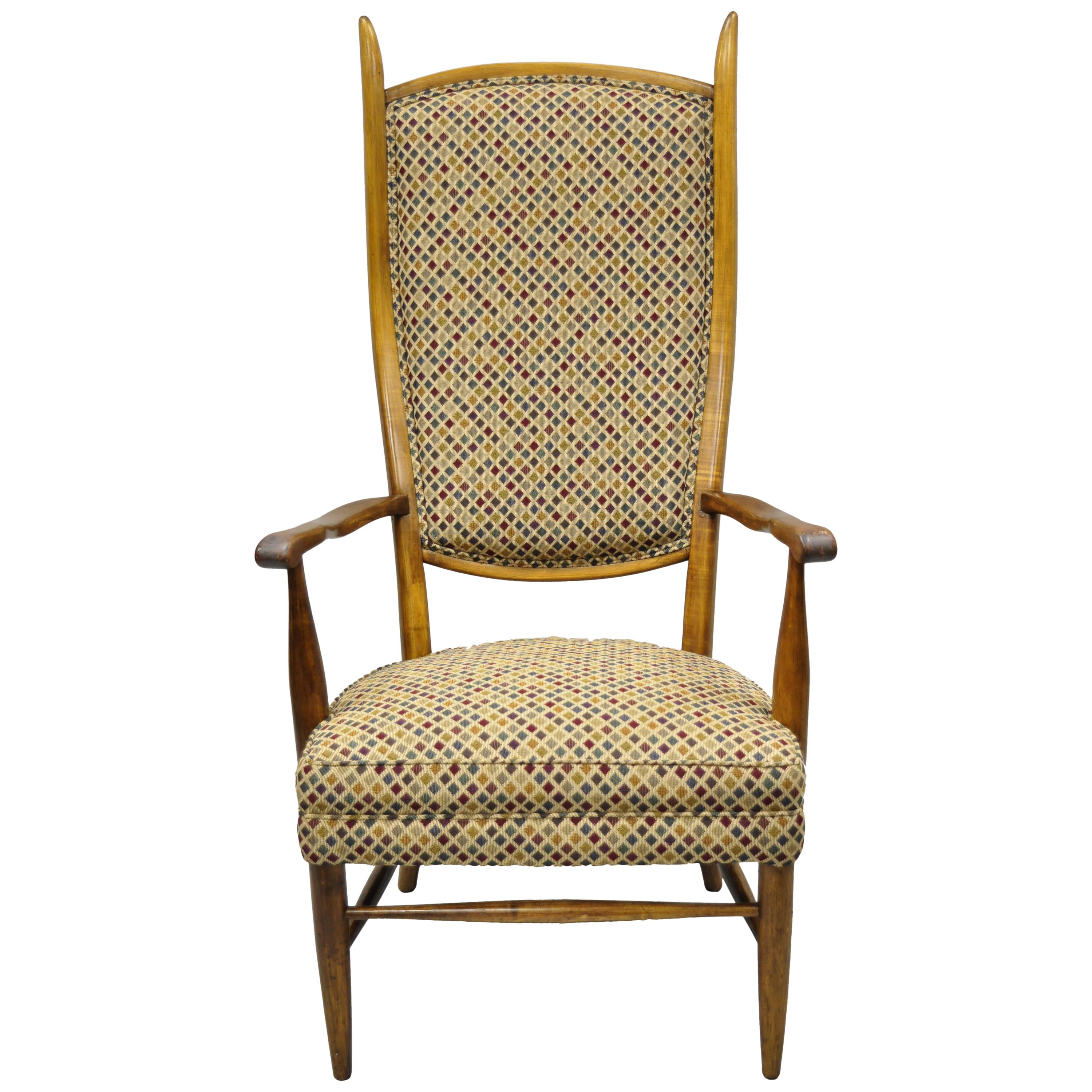 Vintage Mid-Century Modern High Back Maple Armchair Attribute to Edward Wormley For Sale