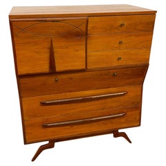 Vintage Mid-Century Modern Highboy Dresser Cabinet by John Cameron