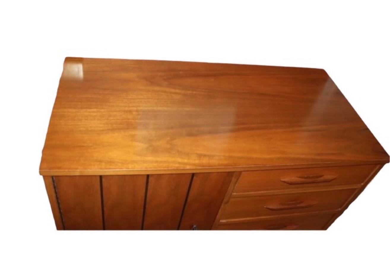 Late 20th Century Vintage Mid-Century Modern Highboy Dresser Cabinet Storage Drawers and Armoire 