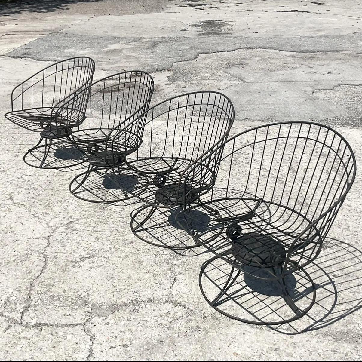 Vintage Mid-Century Modern Homecrest Wire Lounge Chairs, Set of 4 2