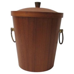 Vintage Mid-Century Modern Ice Bucket with Round Brass Handles