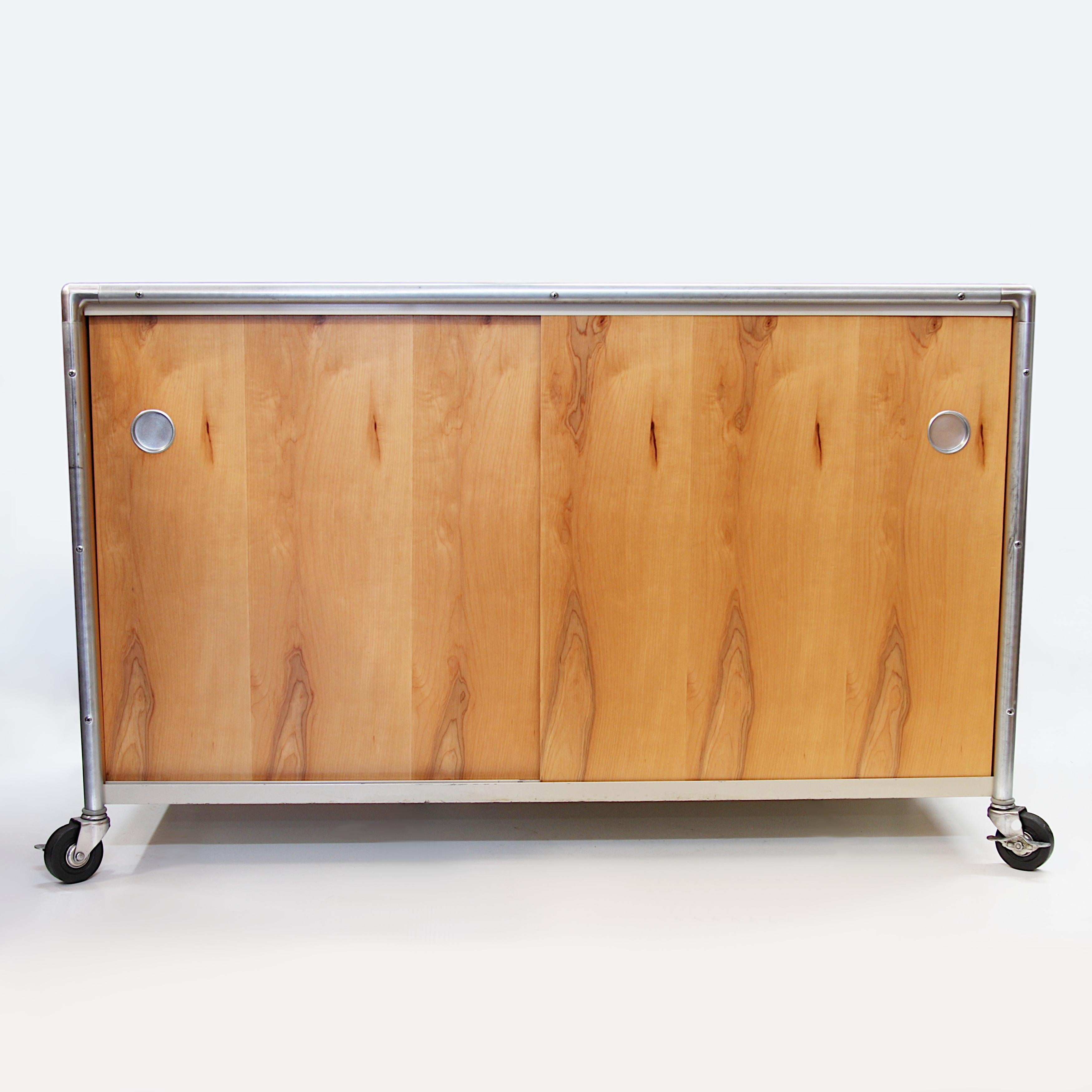 North American Vintage Mid-Century Modern Industrial Rolling Credenza Cabinet by Henry P Glass