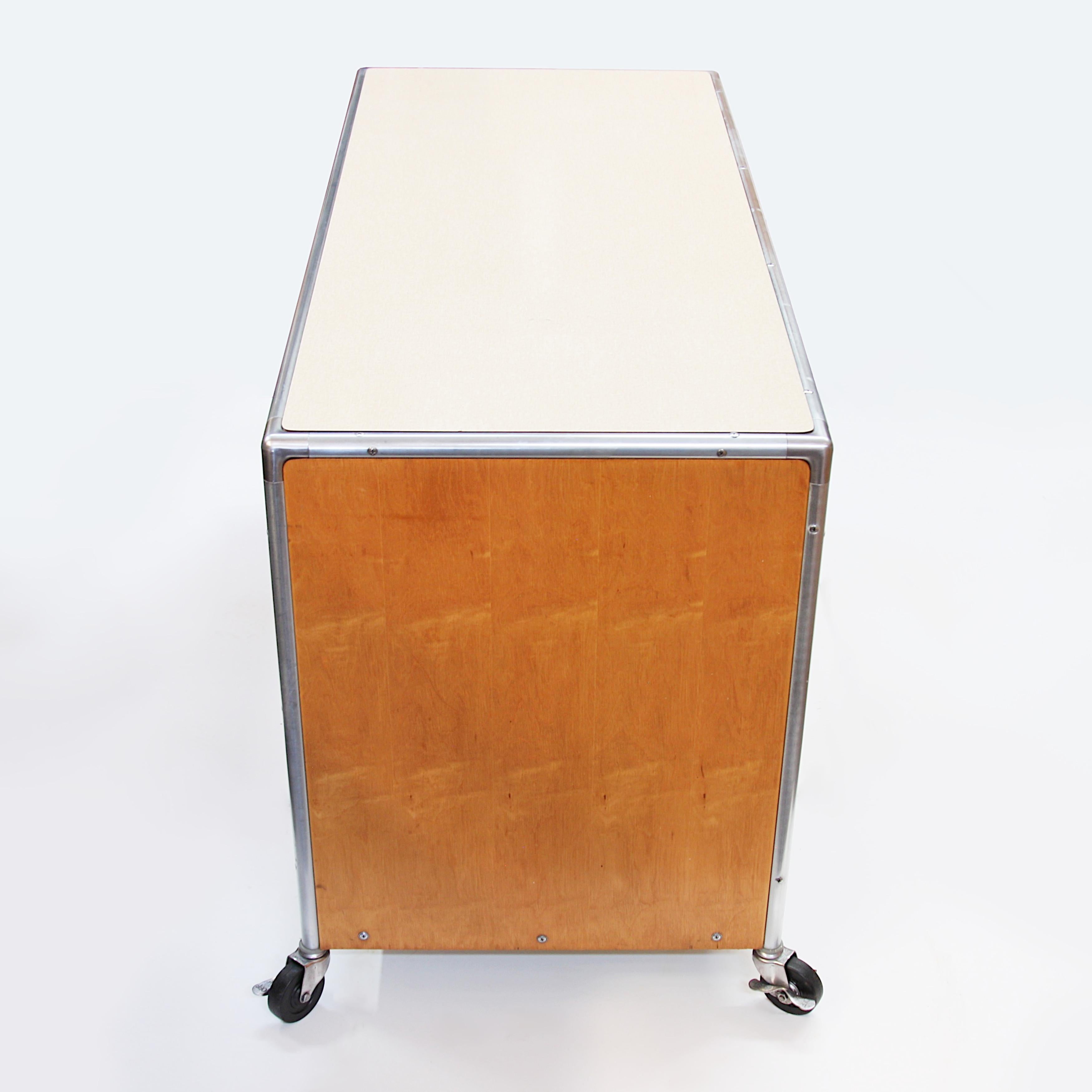 Mid-20th Century Vintage Mid-Century Modern Industrial Rolling Credenza Cabinet by Henry P Glass