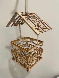 Vintage Mid-Century Modern Iron Bird House or Hanging Planter