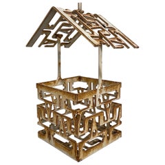 Vintage Mid-Century Modern Iron Bird House or Hanging Planter