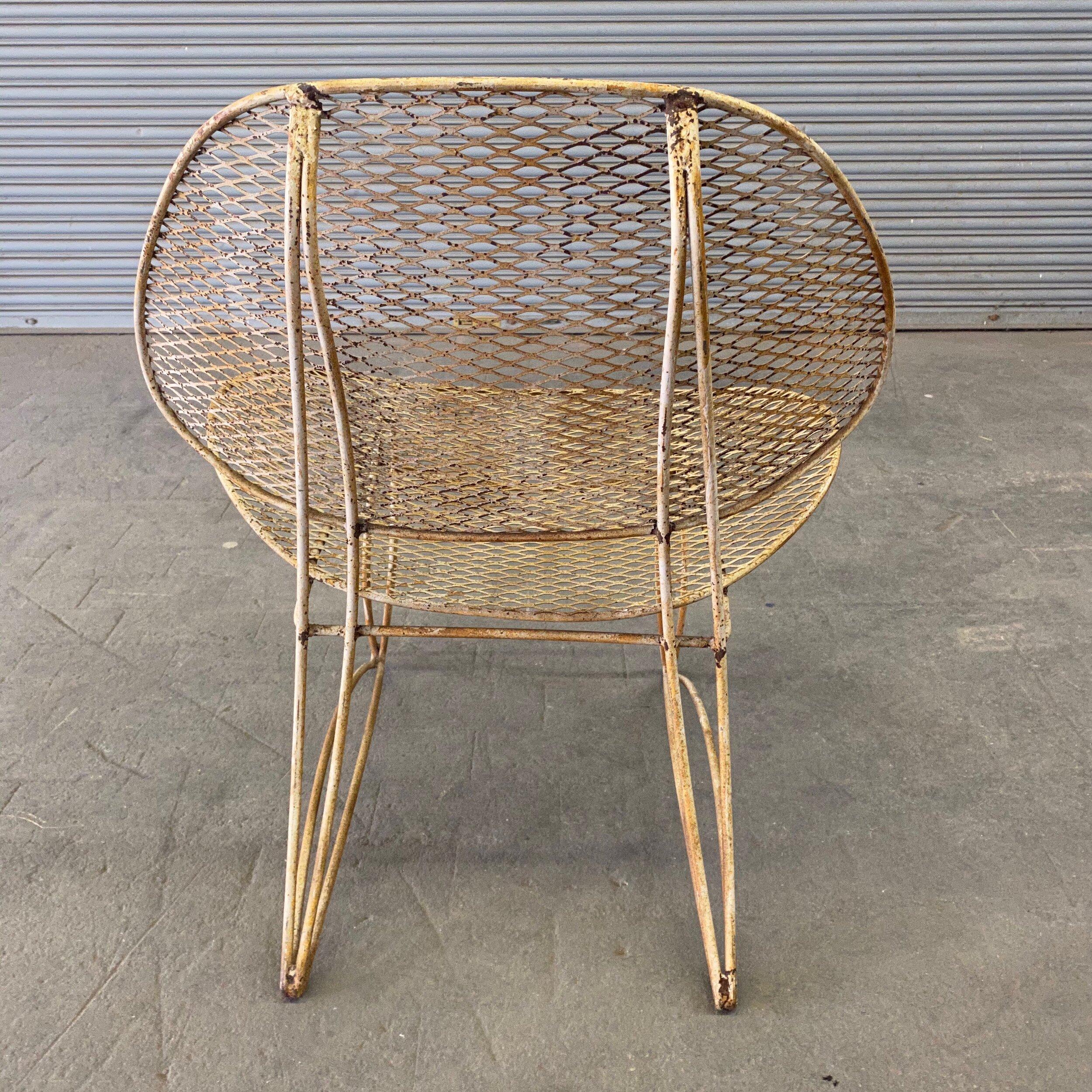 Vintage Mid Century Modern Iron Garden Chair For Sale 2
