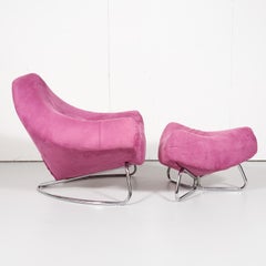 Vintage Mid-Century Modern Italian Lounge Chair and Ottoman