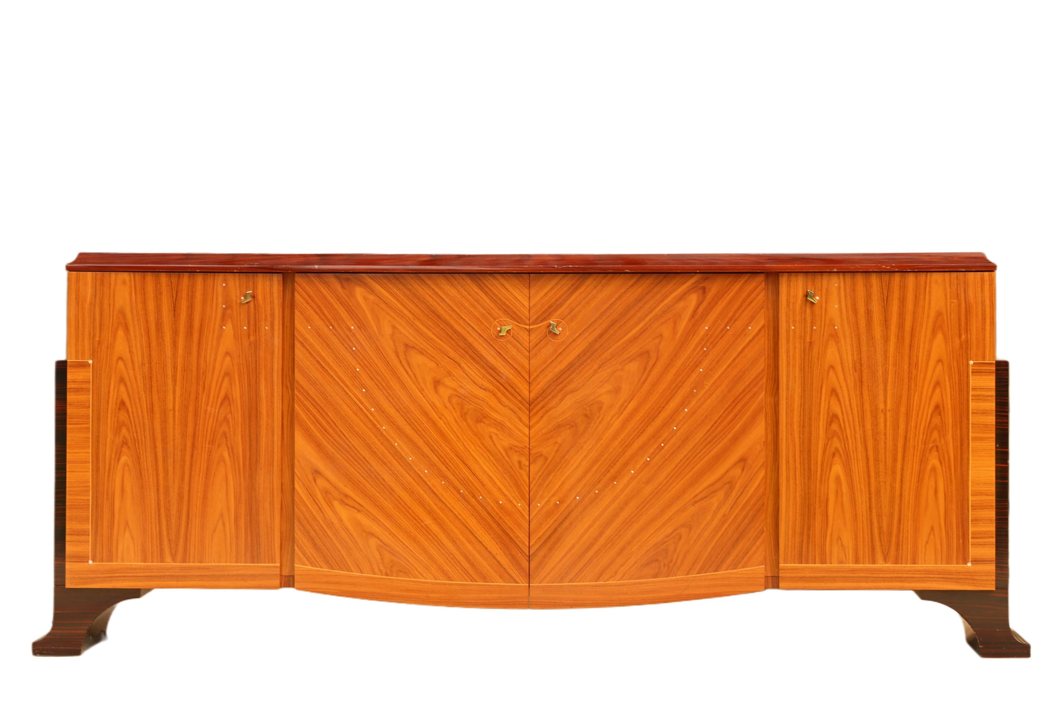 Vintage Mid-Century Modern Italian Macassar Ebony Sideboard For Sale 3