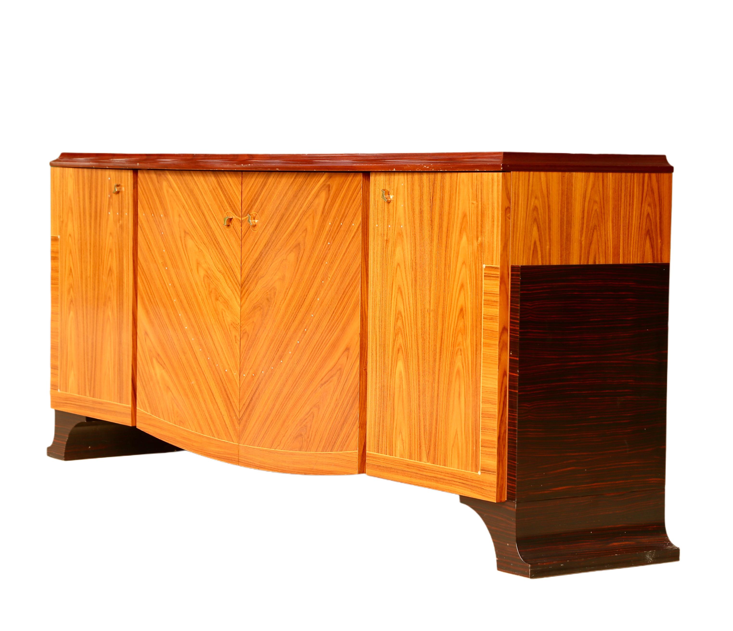 20th Century Vintage Mid-Century Modern Italian Macassar Ebony Sideboard For Sale