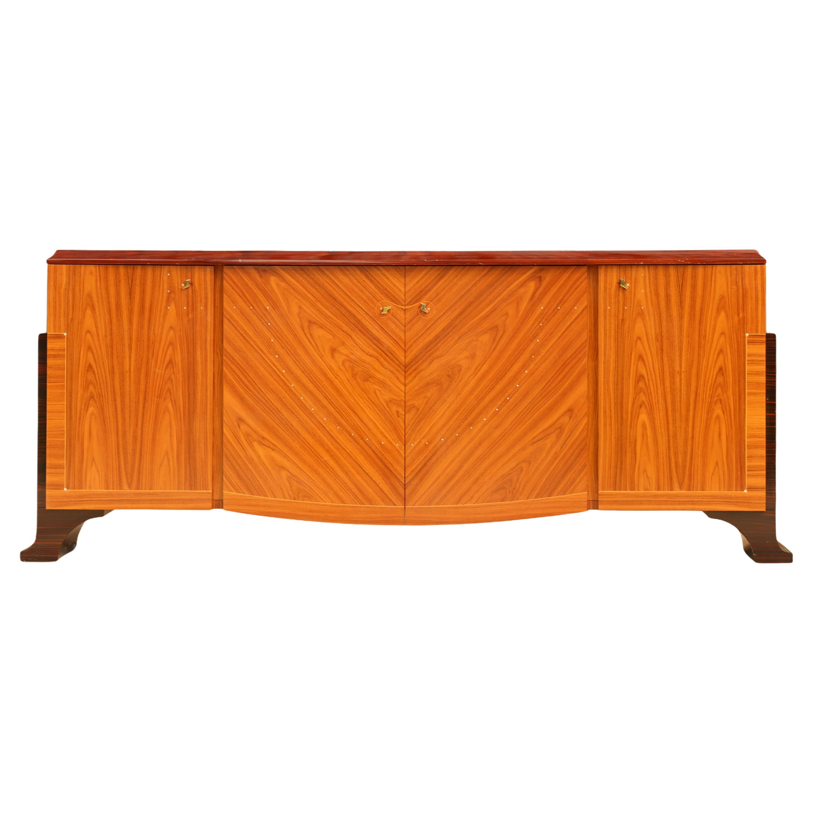 Vintage Mid-Century Modern Italian Macassar Ebony Sideboard For Sale