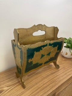 Revistero italiano vintage moderno de mediados de siglo pintado y dorado Circa años 60.