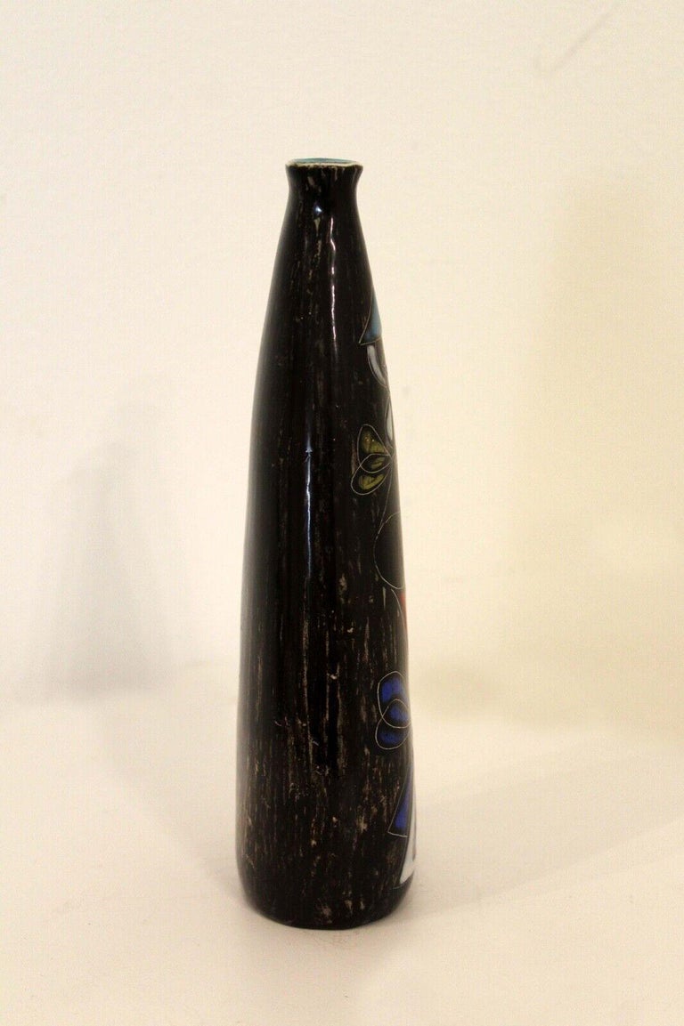 20th Century Vintage Mid-Century Modern Italian Marcello Fantoni Signed Studio Ceramic Vase For Sale