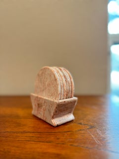 Set di sottobicchieri rosa italiani vintage di metà secolo e set di sottobicchieri coordinati