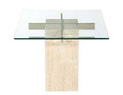 Vintage Mid-Century Modern Italian Travertine Accent Table