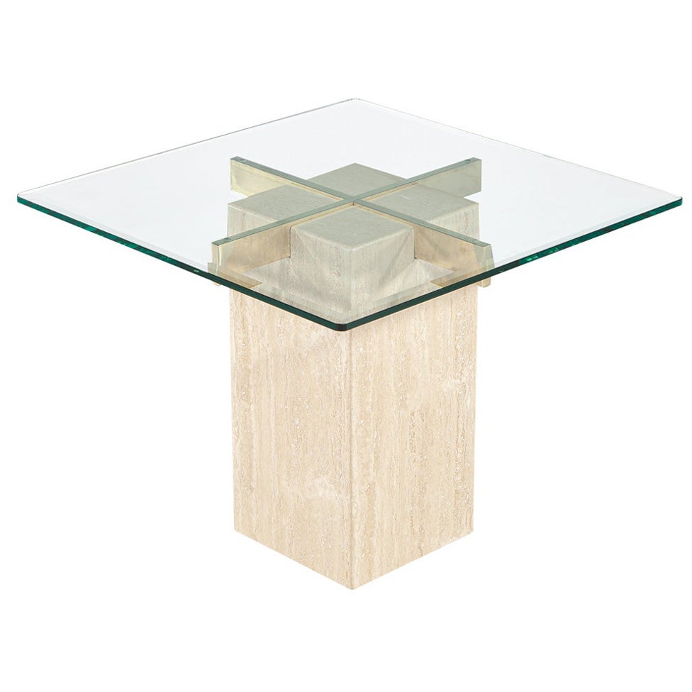 Vintage Mid-Century Modern Italian Travertine Accent Table