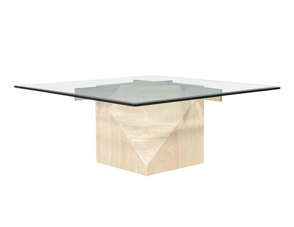 Moderner italienischer Travertin-Cocktailtisch aus der Mitte des Jahrhunderts im Angebot 2
