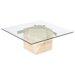 Vintage Mid-Century Modern Italian Travertine Cocktail Table