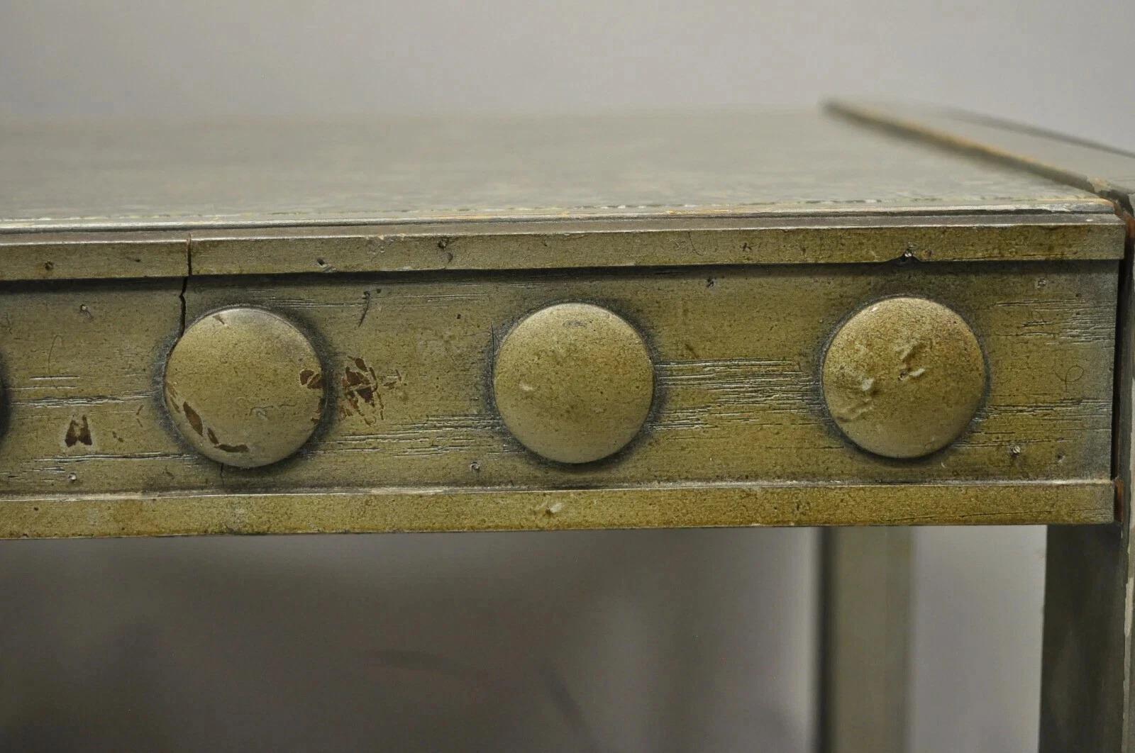 Vintage Mid Century Modern James Mont Style Silver Brutalist Side End Table For Sale 5