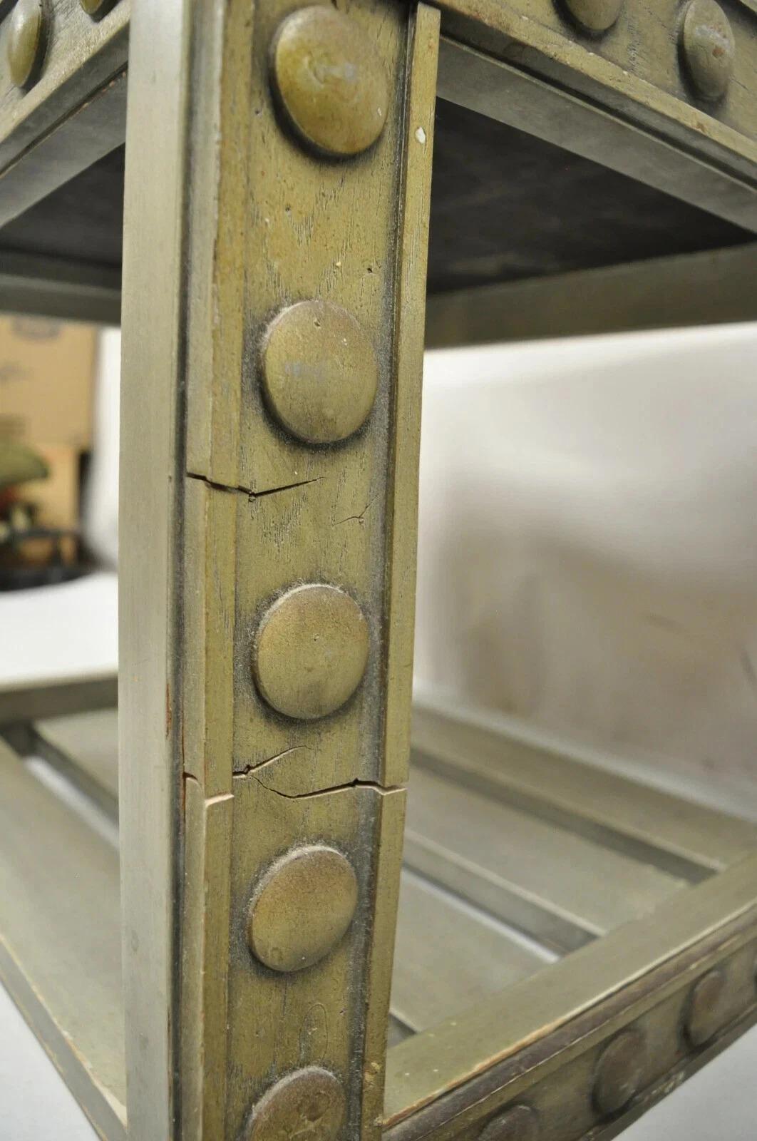 Vintage Mid Century Modern James Mont Style Silver Brutalist Side End Table For Sale 1