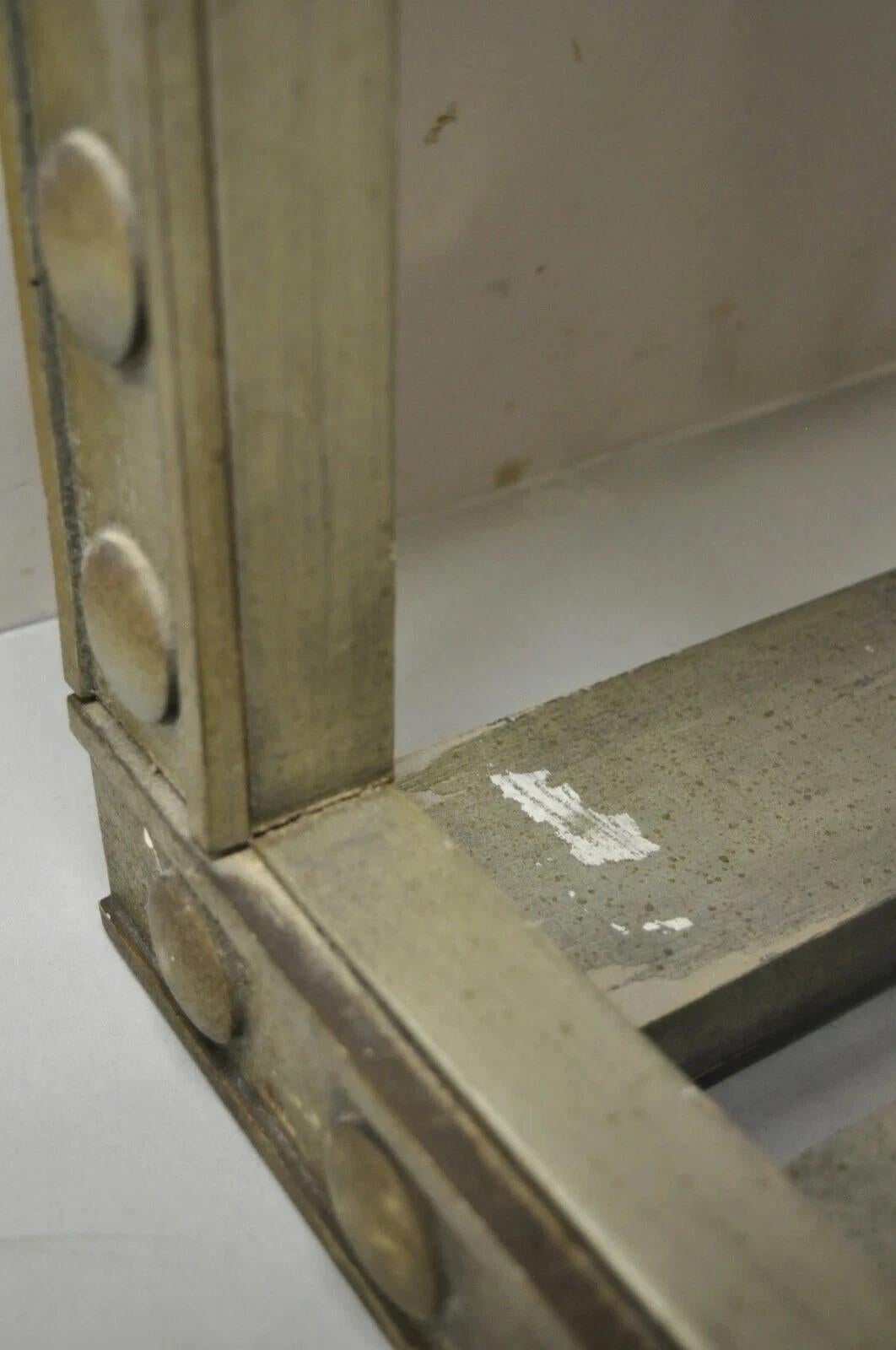Vintage Mid Century Modern James Mont Style Silver Brutalist Side End Table For Sale 2