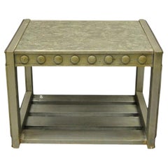 Mesa auxiliar Brutalista de Plata Estilo James Mont Vintage Mid Century Modern