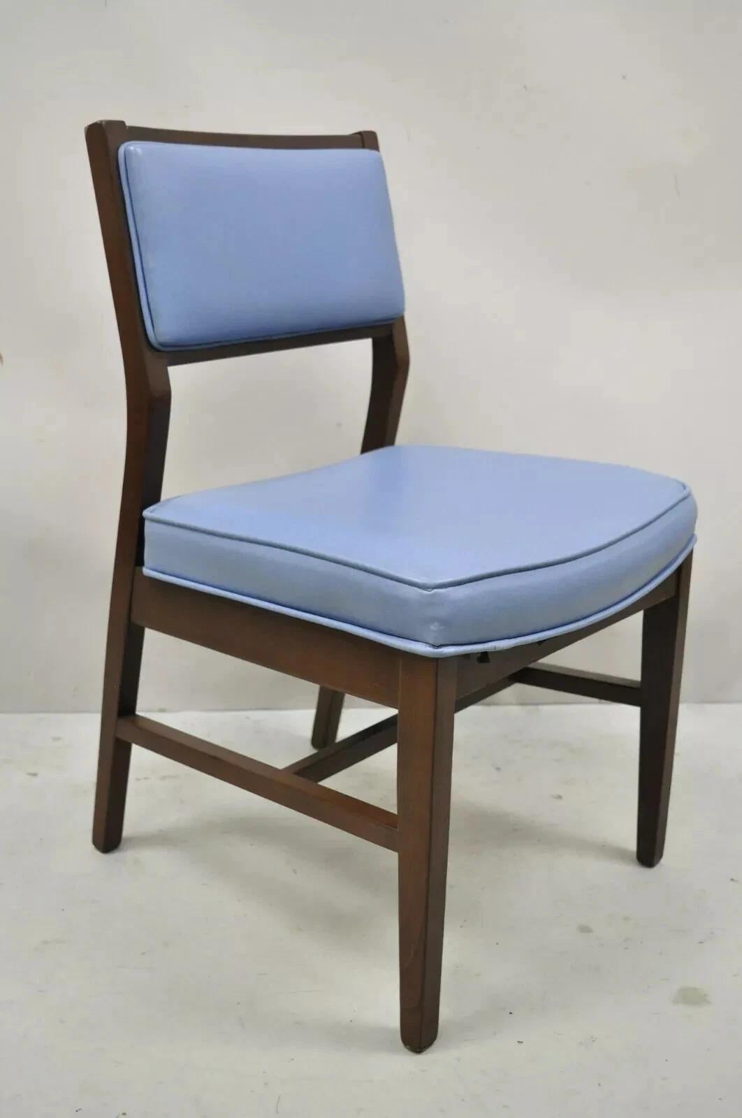 Sedia da pranzo scolpita blu in stile Jens Risom, vintage, metà secolo, Set di 6 in vendita 3