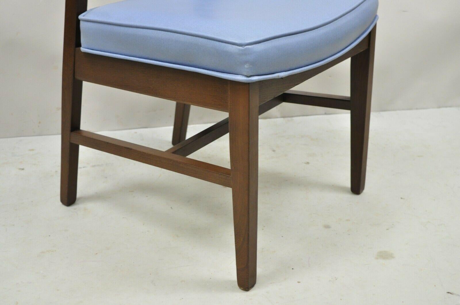 Vintage Mid Century Modern Jens Risom Style Blue Sculpted Dining Chair -Set of 6 In Good Condition For Sale In Philadelphia, PA