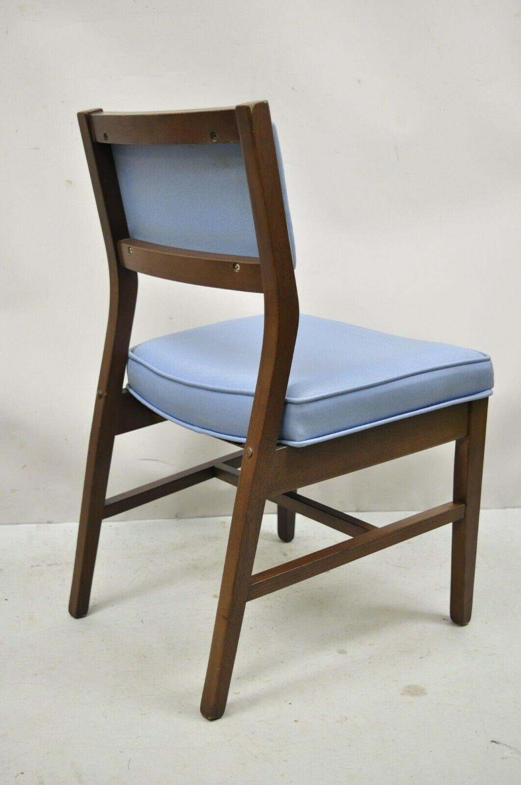 20th Century Vintage Mid Century Modern Jens Risom Style Blue Sculpted Dining Chair -Set of 6 For Sale