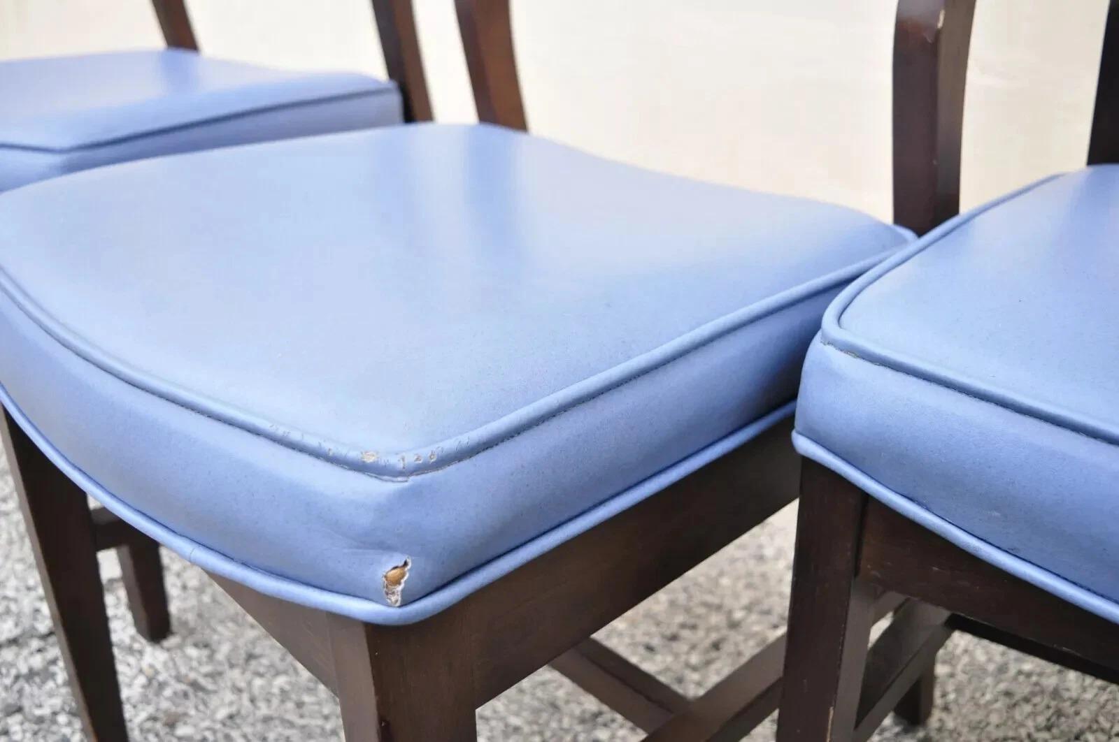 Sedia da pranzo scolpita blu in stile Jens Risom, vintage, metà secolo, Set di 6 in vendita 1