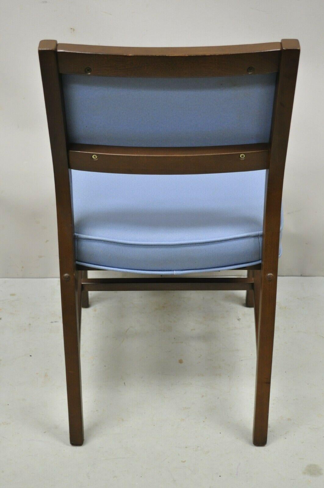 Vintage Mid Century Modern Jens Risom Style Blue Sculpted Dining Chair -Set of 6 For Sale 1