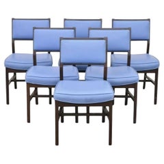 Vintage Mid Century Modern Jens Risom Style Blue Sculpted Dining Chair -Set of 6