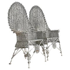 Vintage Mid-Century Modern John Salterini Wrought Iron Peacock Chairs - a Pair (Paire de chaises en fer forgé)