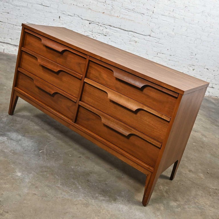 green emerald velvet dress Mid Century Modern Vintage Johnson Carper Walnut & Laminate Dresser –  Boston Mid Century Modern main image 1